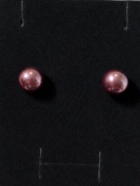Simulated Brown Pearl Stud Earrings